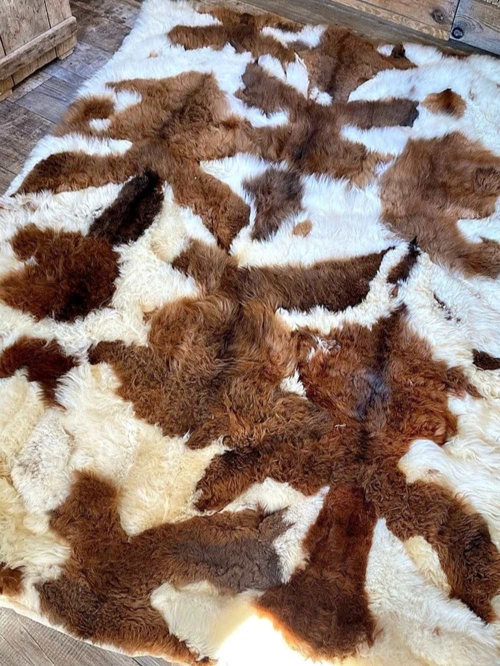 Alpaca Fur Rug Brown & Cream Large